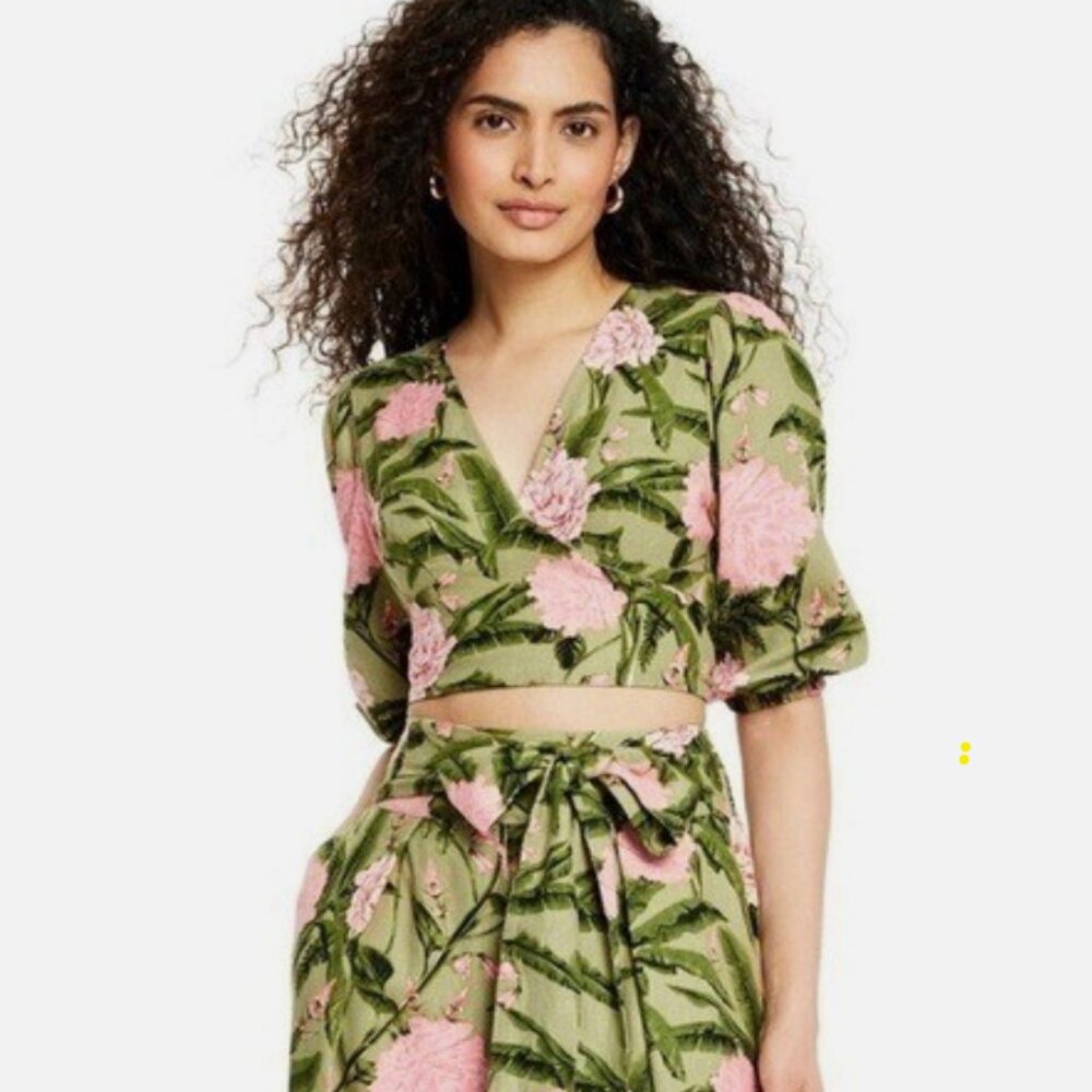 Agua Bendita x Target Women's Peony Print Tie Wrap Linen Top size S